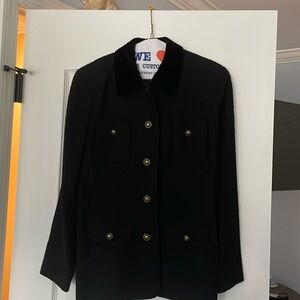 Wool lined black blazer with suede collar- excellent condition